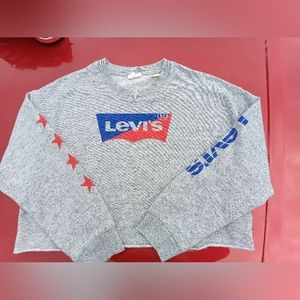 LEVI'S CROPPED SWEATSHIRT MEDIUM GRAY
